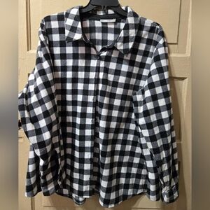 Lee Riders Artic White Plaid Long Sleeve Fleece Button Up Shirt GUC